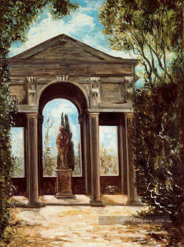 Villa Médicis pavillon avec statue Giorgio de Chirico surréalisme métaphysique Peintures à l'huile